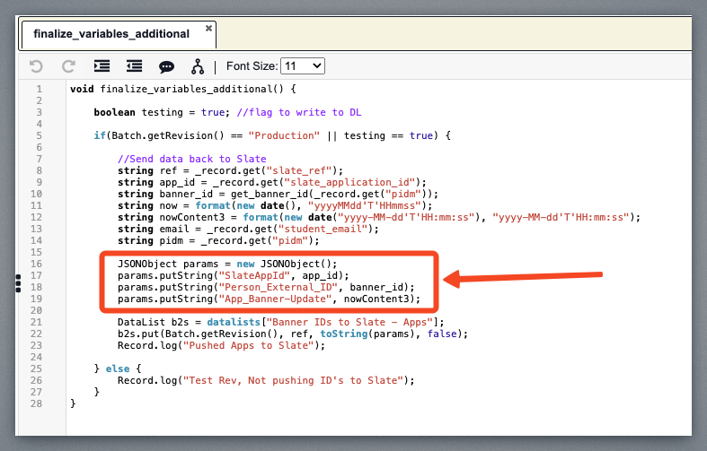 App ID, Banner ID and Timestamp back to Slate